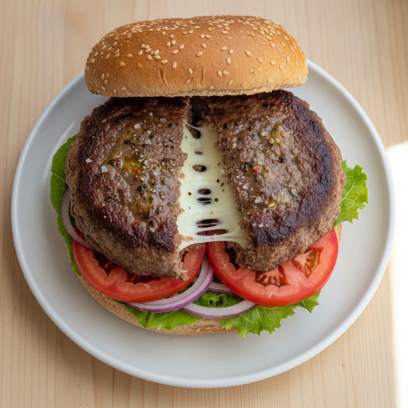 Mozzarella Stick Stuffed Burger