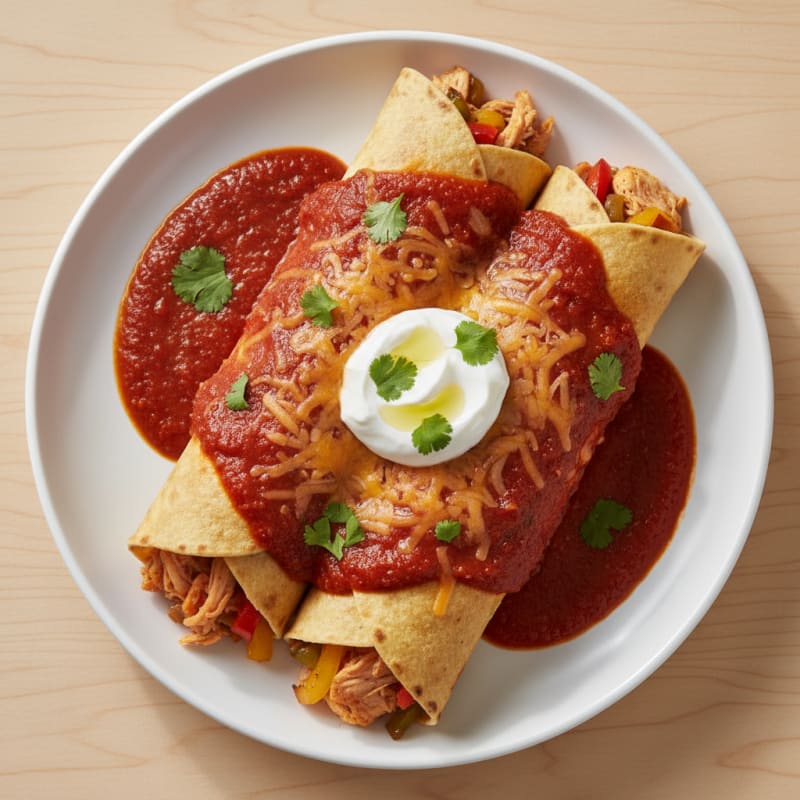 Chicken Enchiladas with Red Chili Sauce
