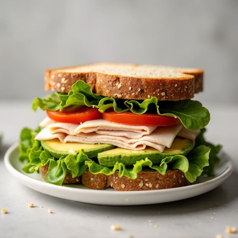 Roasted Turkey Whole Grain Sandwich with Crispy Greens and Creamy Avocado