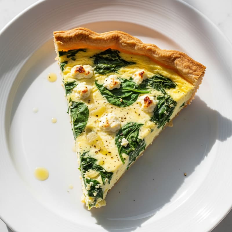 Creamy Golden Spinach and Feta Quiche