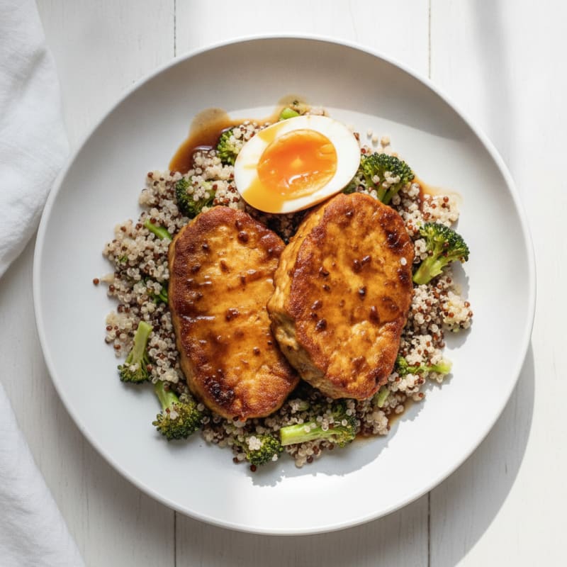 Crispy Tempeh Steaks with Quinoa and Broccoli