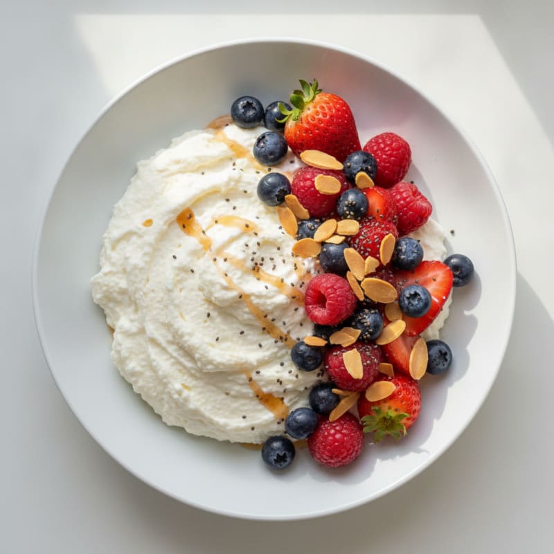 Greek Yogurt Protein Mousse with Mixed Berries
