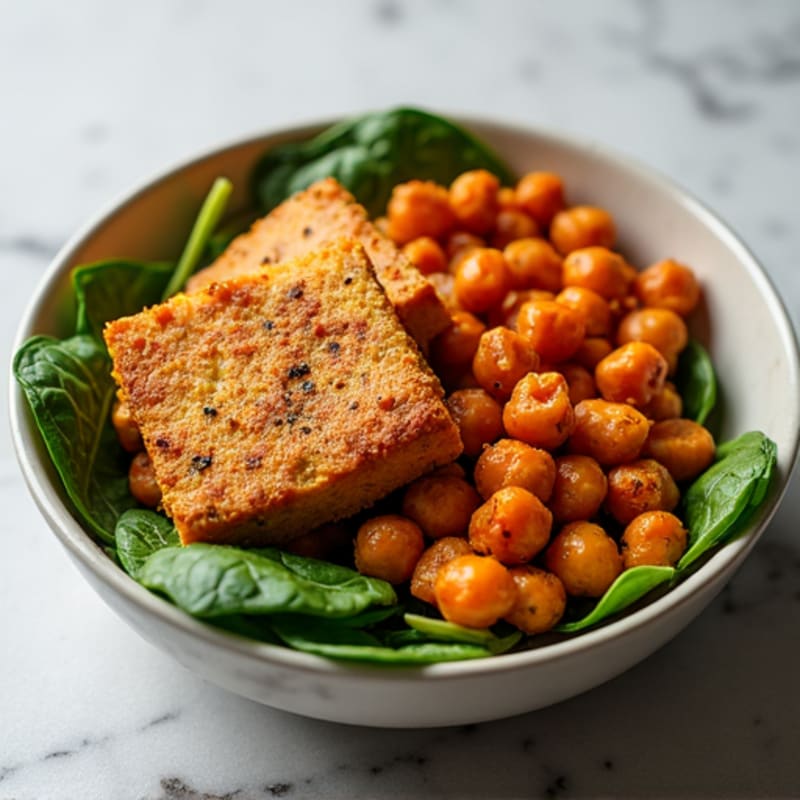 Crispy Baked Tofu with Roasted Sweet Potato Bowl