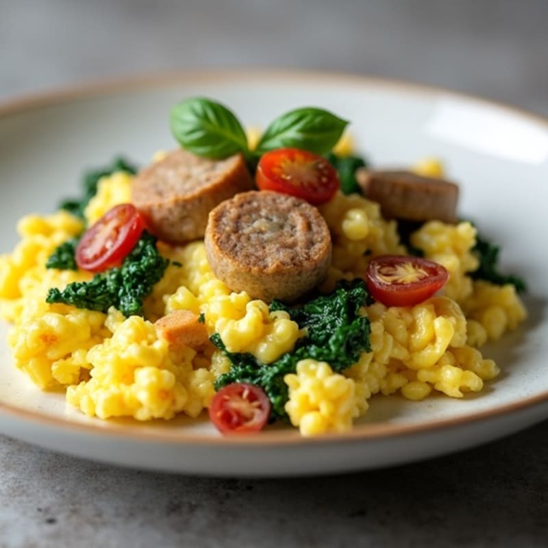 Scrambled Egg Whites with Spinach and Turkey Sausage