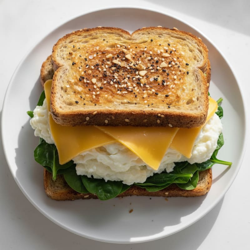 Egg White and Spinach Breakfast Sandwich with Whole Grain Bread
