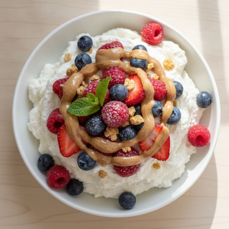 Greek Yogurt Protein Mousse with Mixed Berries