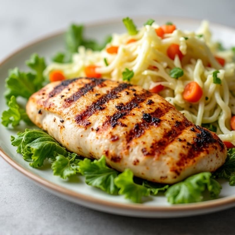 Grilled Chicken Breast with Crunchy Cabbage Slaw