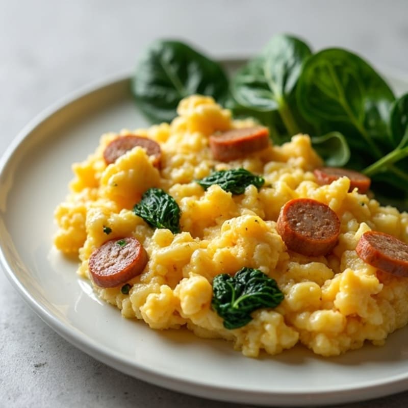Egg White and Turkey Sausage Scramble with Spinach