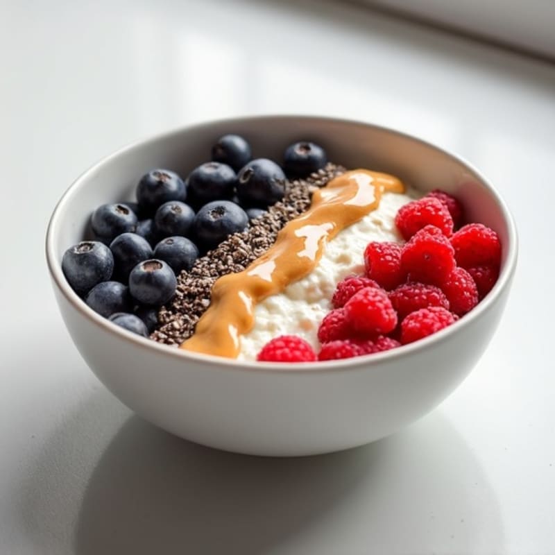 Cottage Cheese Berry Power Bowl with Almond Butter and Chia