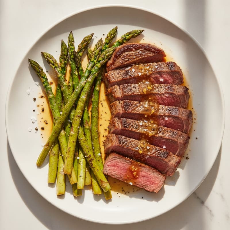 Pan-Seared Ribeye with Roasted Asparagus