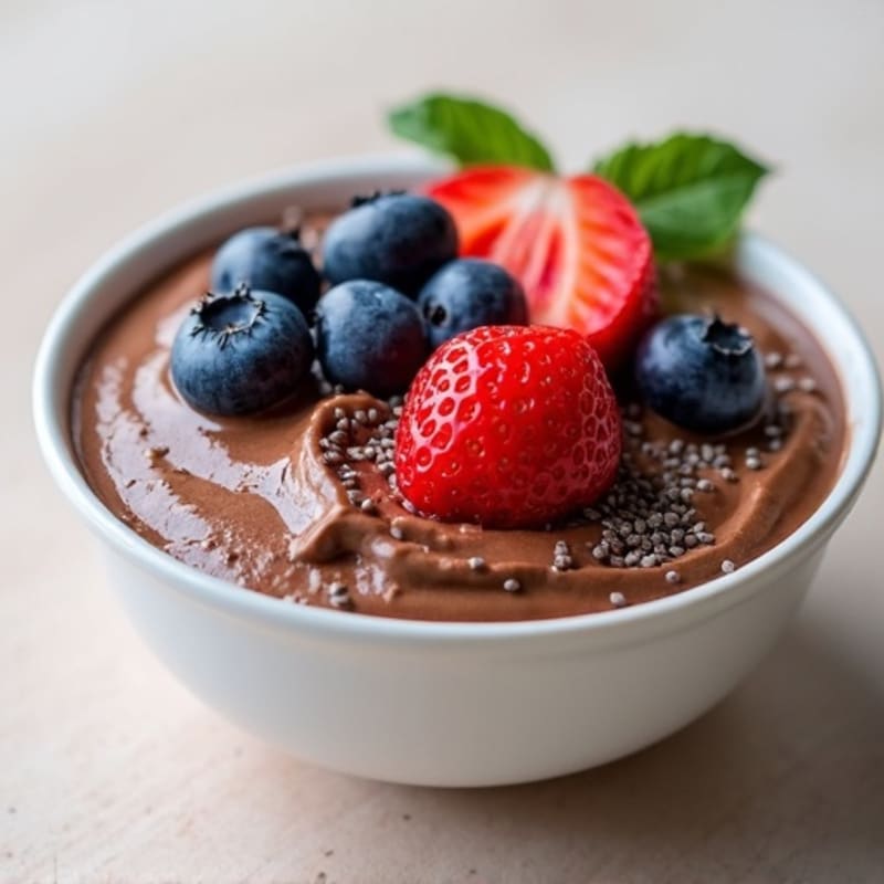 Silky Chocolate Protein Yogurt with Fresh Berries