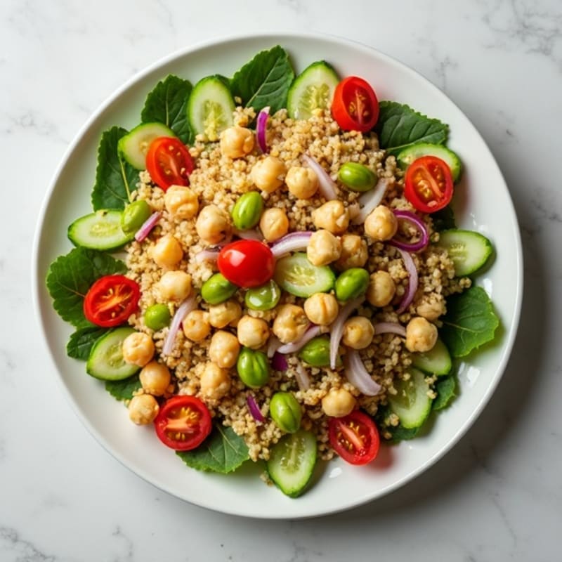 Crispy Chickpea and Quinoa Salad with Lemon-Tahini Dressing
