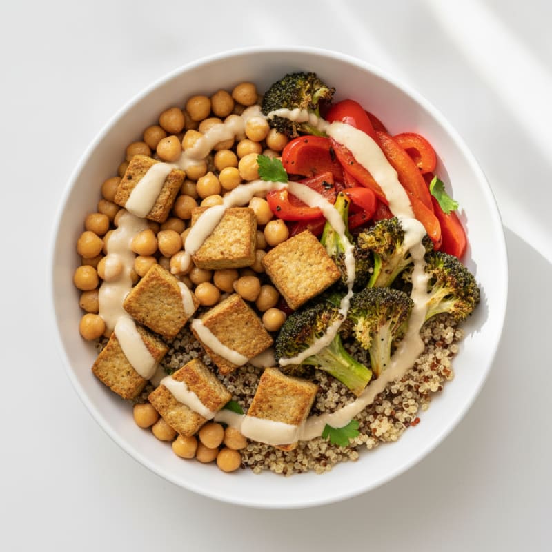 Roasted Vegetable Buddha Bowl with Tahini Dressing