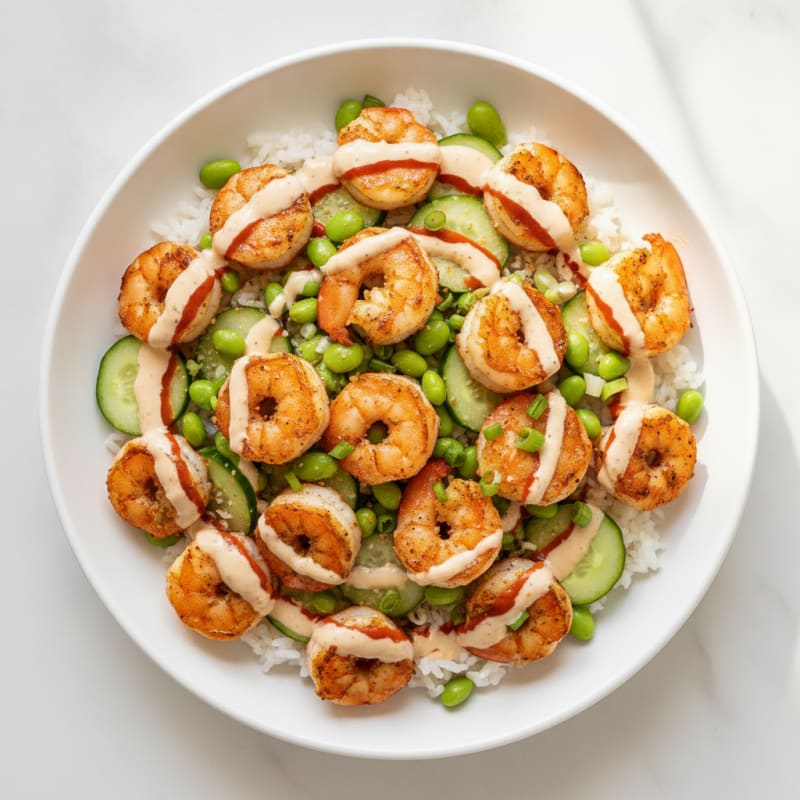 Spicy Shrimp and Edamame Rice Bowl