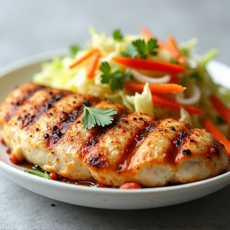 Grilled Chicken Breast with Crunchy Cabbage Slaw