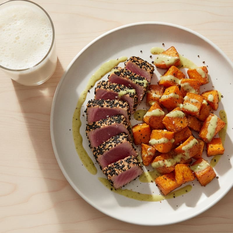 Seared Tuna with Roasted Sweet Potatoes