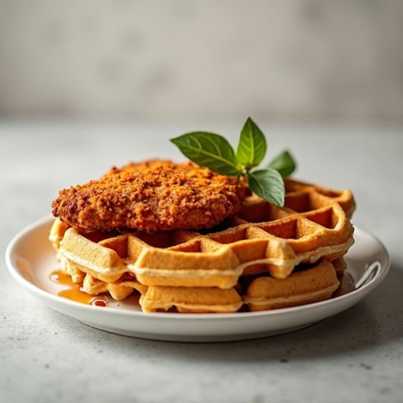 Crispy Baked Chicken with Fluffy Whole Wheat Waffles