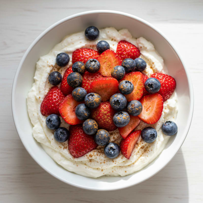 Cottage Cheese Yogurt Bowl with Fresh Berries