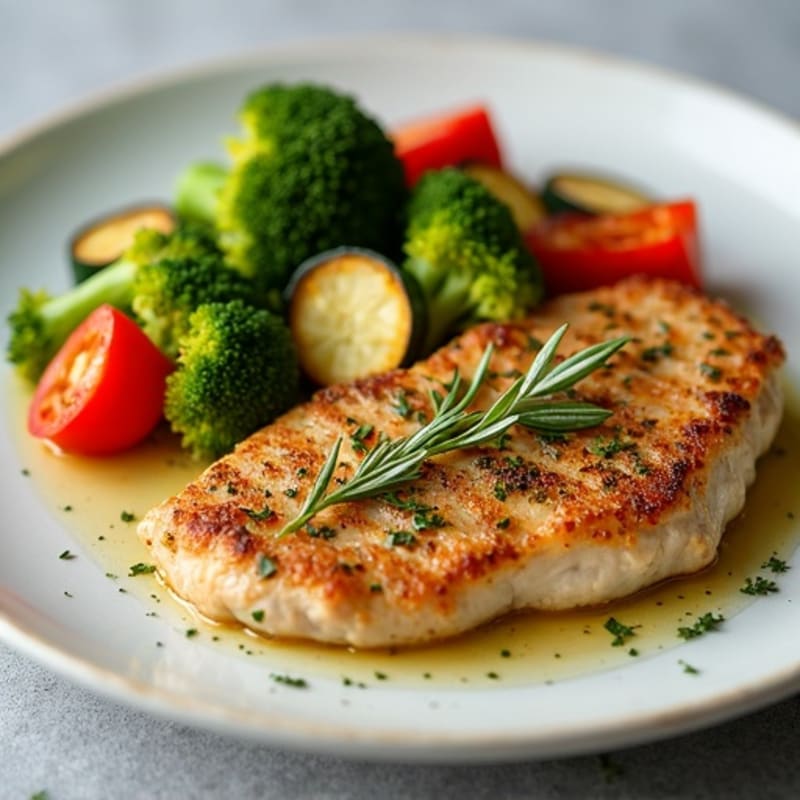 Herb-Crusted Pan Seared Chicken with Roasted Vegetables