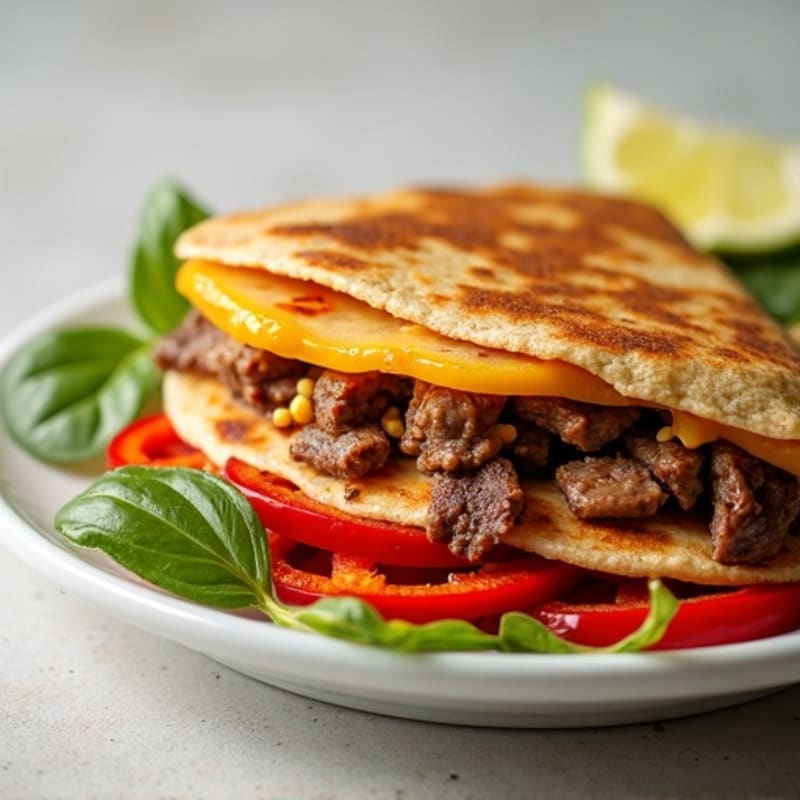 Spicy Lime Steak Quesadilla with Bell Peppers