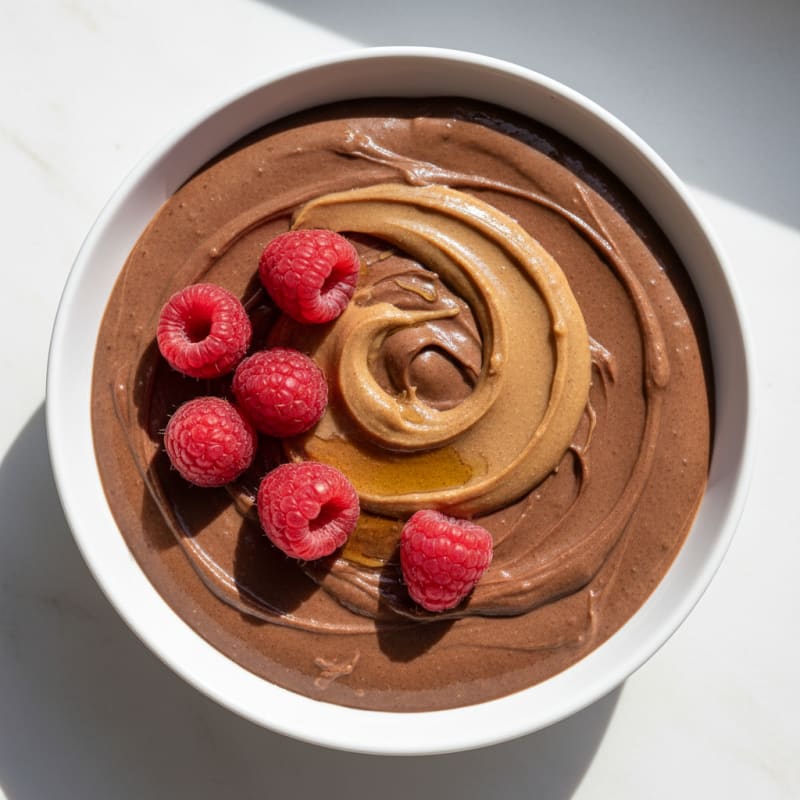 Silky Chocolate Protein Pudding with Almond Butter Swirl
