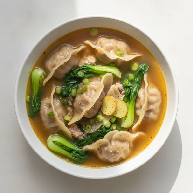 Pork Dumpling Soup with Bok Choy