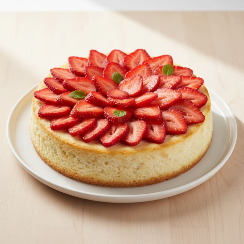 Cottage Cheese Protein Cheesecake with Fresh Strawberries