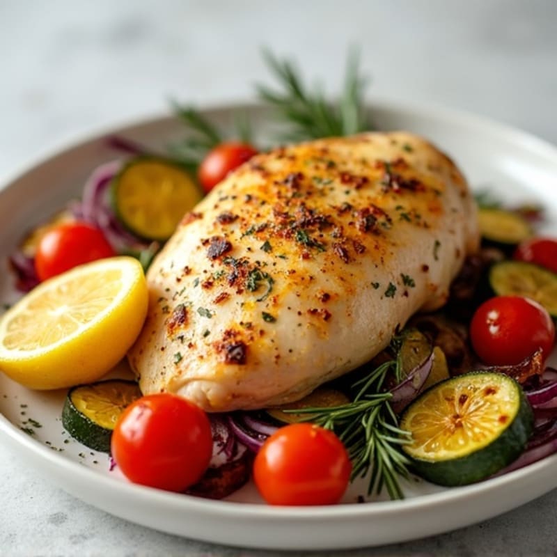 Lemon Herb Roasted Chicken with Crispy Roasted Vegetables