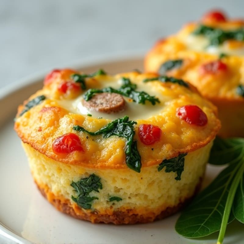 Fluffy Lean Turkey Sausage and Spinach Egg Muffins