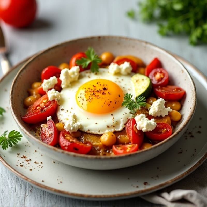 Baked Eggs with Roasted Vegetables and Feta