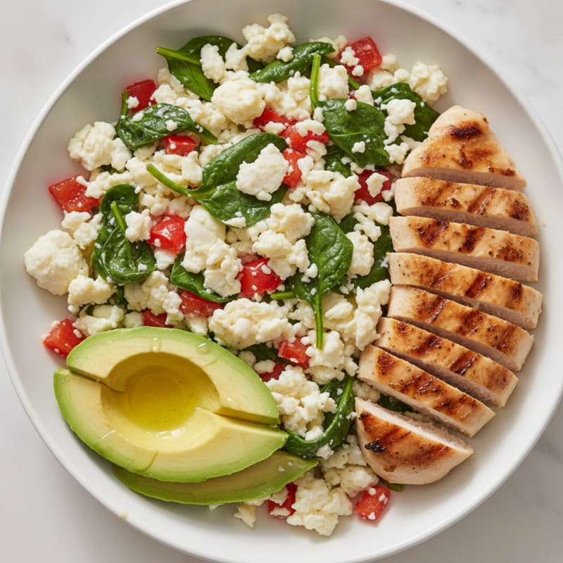 Egg White Vegetable Scramble with Grilled Chicken