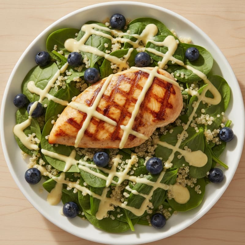 Grilled Chicken Breast with Spinach and Quinoa Salad