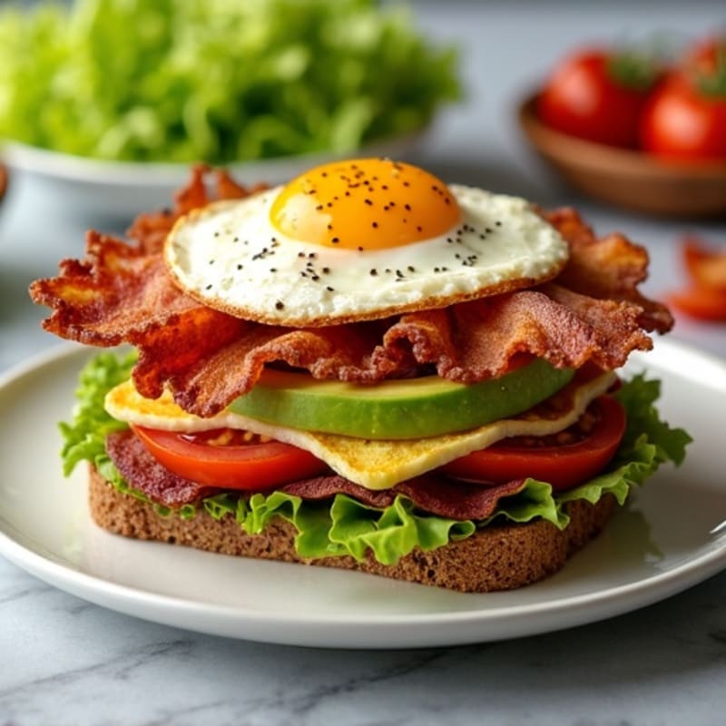 Crispy Bacon and Creamy Avocado BLT on Toasted Whole Grain Bread