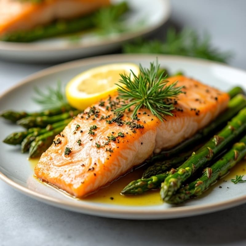 Lemon Herb Grilled Salmon with Roasted Asparagus