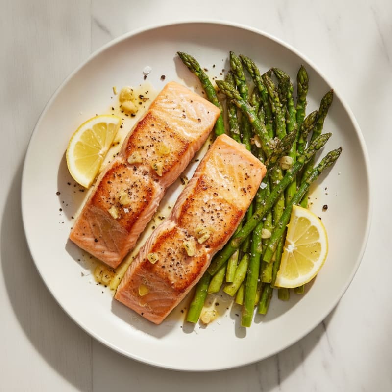 Pan-Seared Salmon with Roasted Asparagus