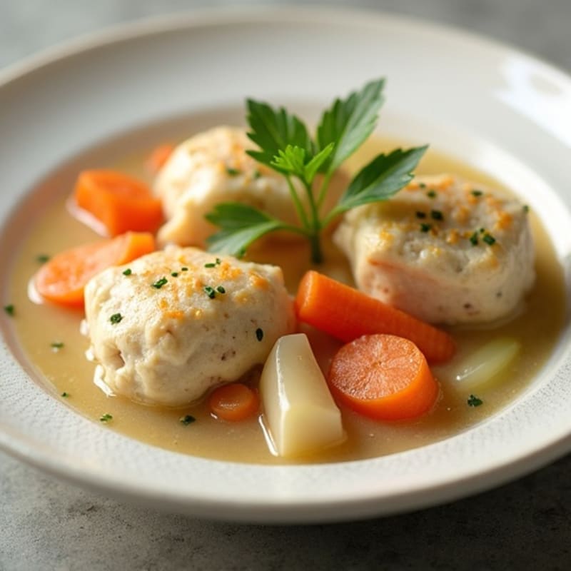 Creamy Chicken and Vegetable Stew with Fluffy Herb Dumplings