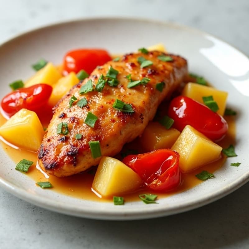 Crispy Baked Sweet and Sour Chicken with Roasted Bell Peppers