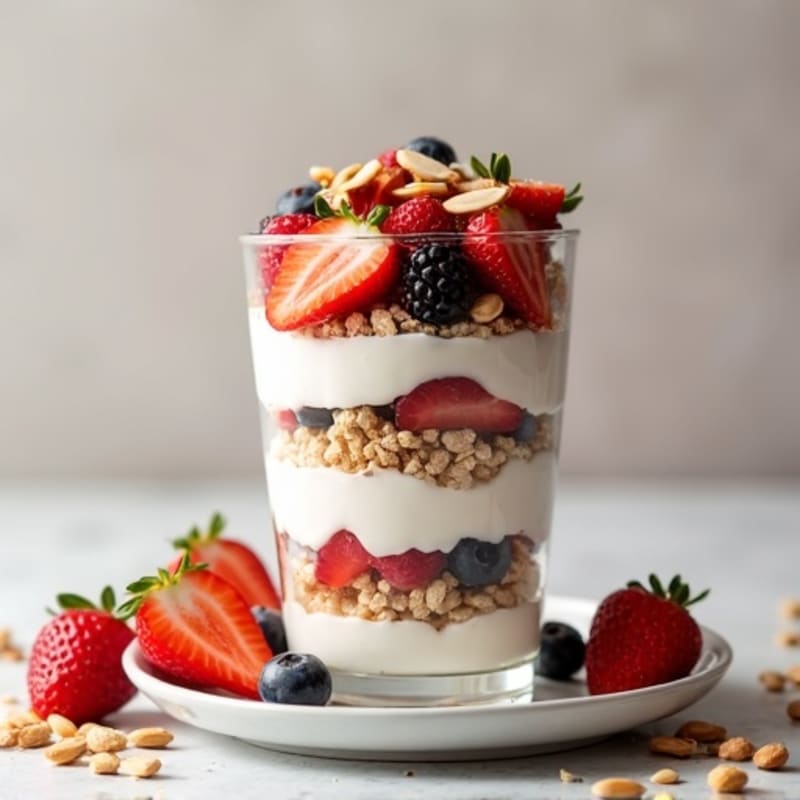 Greek Yogurt Parfait with Fresh Berries and Almond Crunch