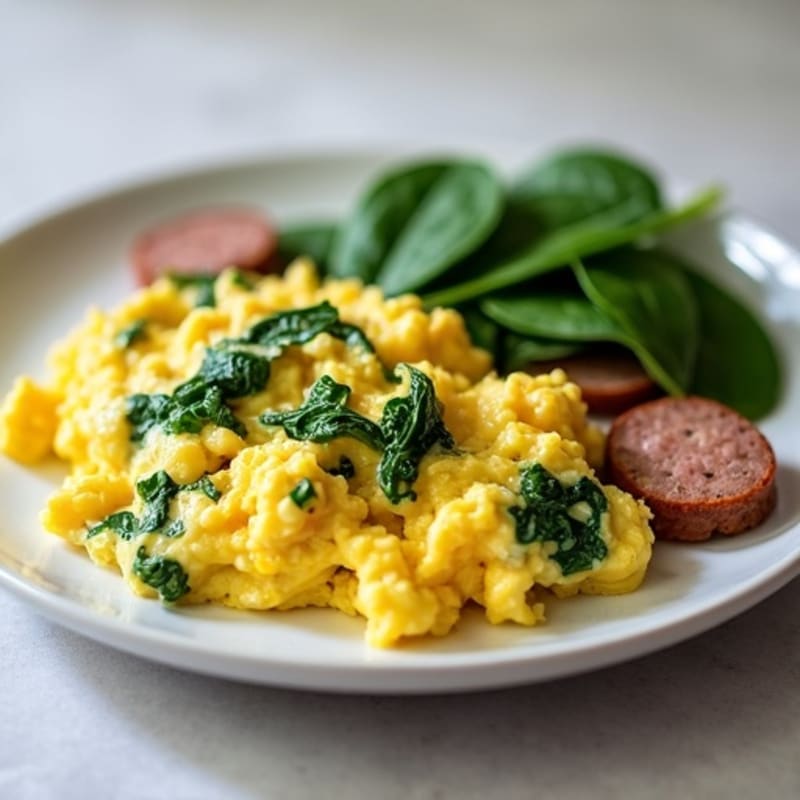 Egg White and Turkey Sausage Scramble with Spinach