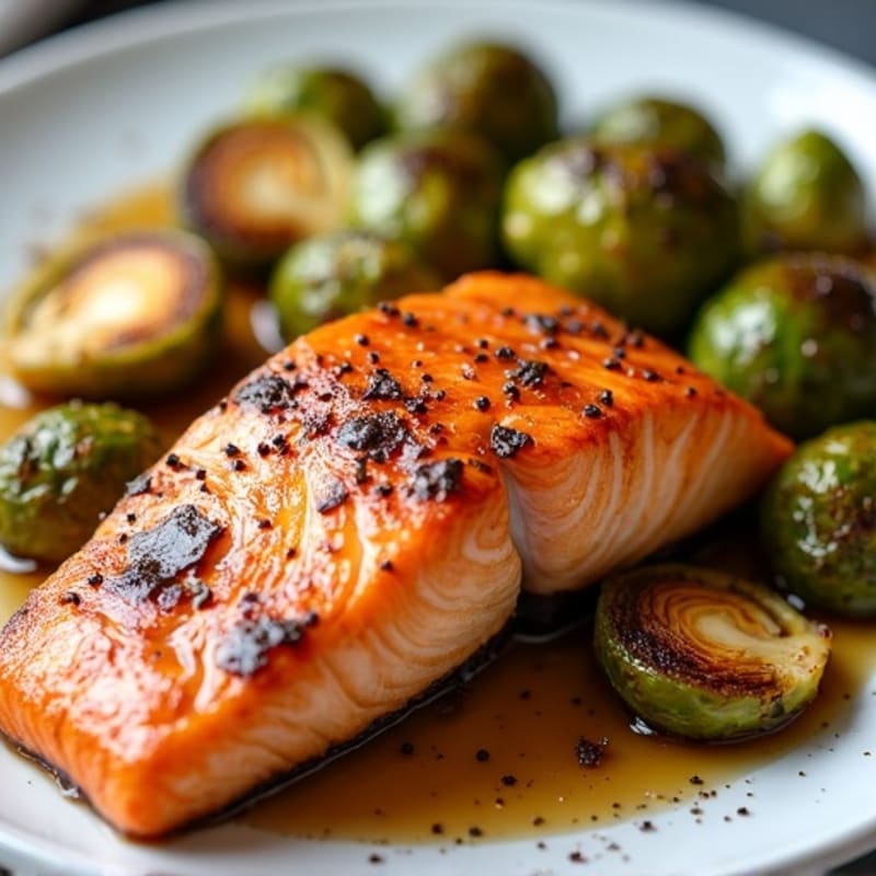 Maple-Glazed Salmon with Crispy Roasted Brussels Sprouts