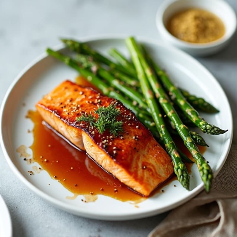Baked Teriyaki Glazed Salmon with Roasted Asparagus