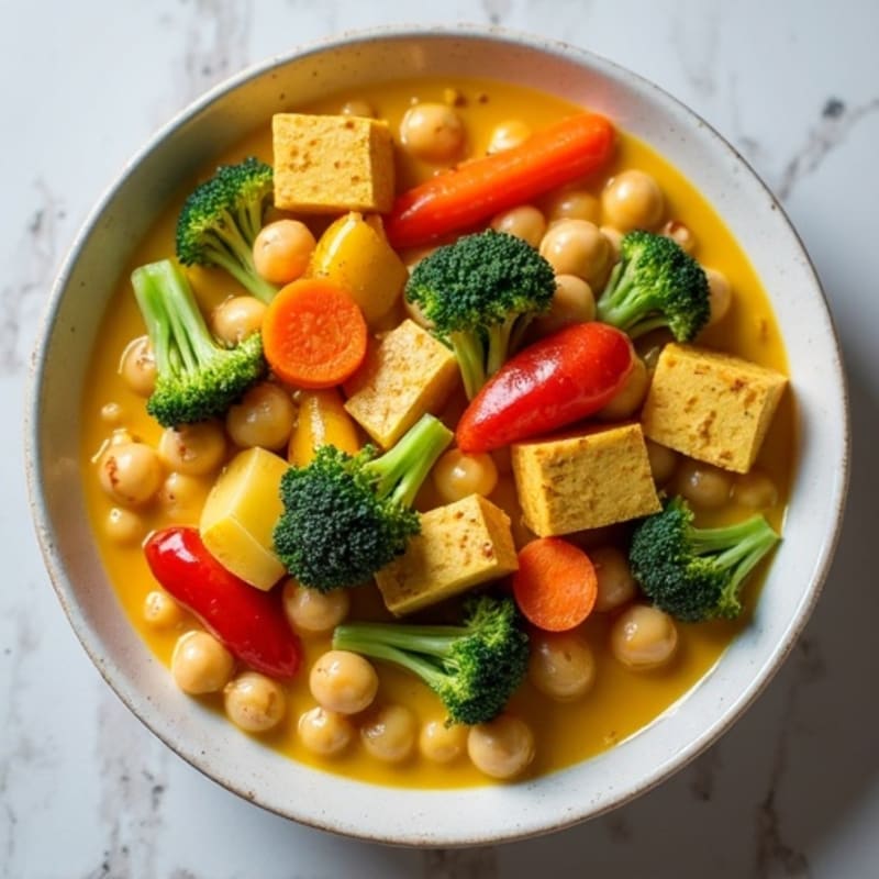 Creamy Coconut Chickpea Curry with Roasted Vegetables
