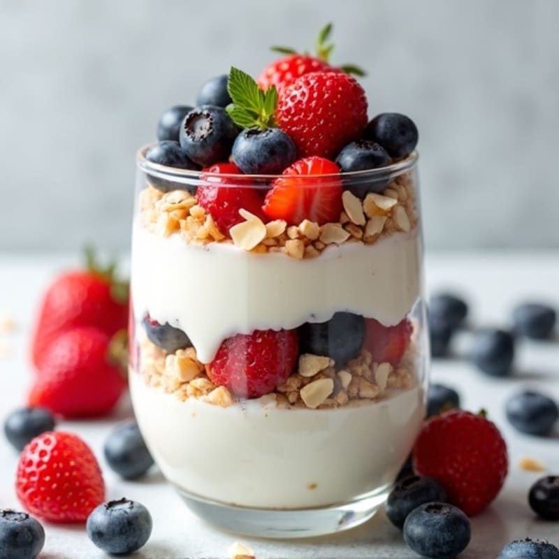 Creamy Greek Yogurt Parfait with Berries and Almonds