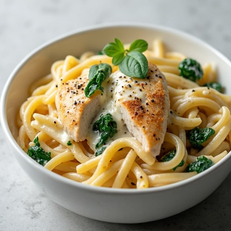 Healthy Creamy Chicken Alfredo Pasta