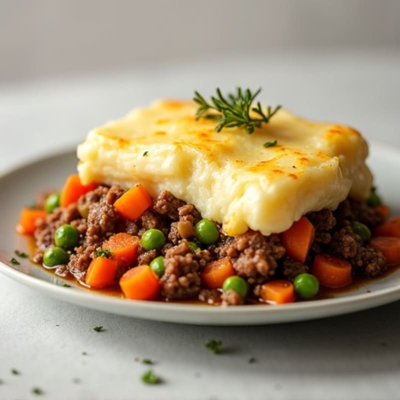 Lean Ground Beef and Roasted Vegetable Shepherd's Pie with Creamy Potato Topping