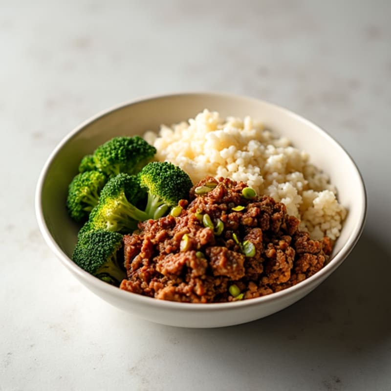 Garlic-Ginger Asian Rice Bowl with Seasoned Ground Beef