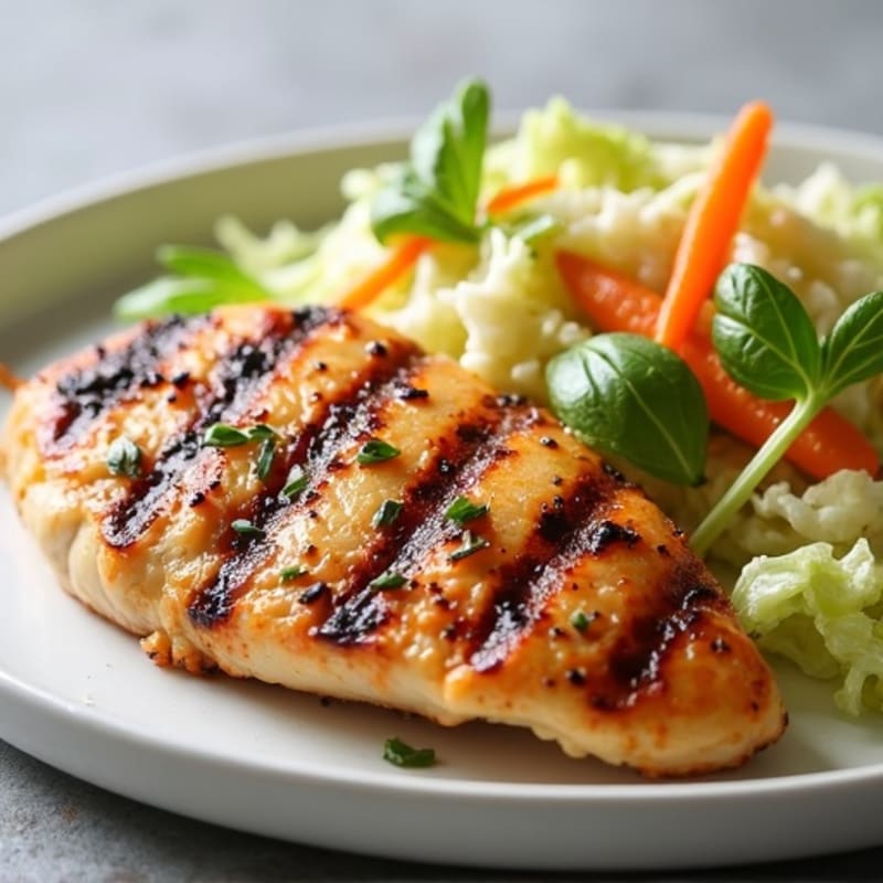 Grilled Chicken Breast with Crunchy Cabbage Slaw