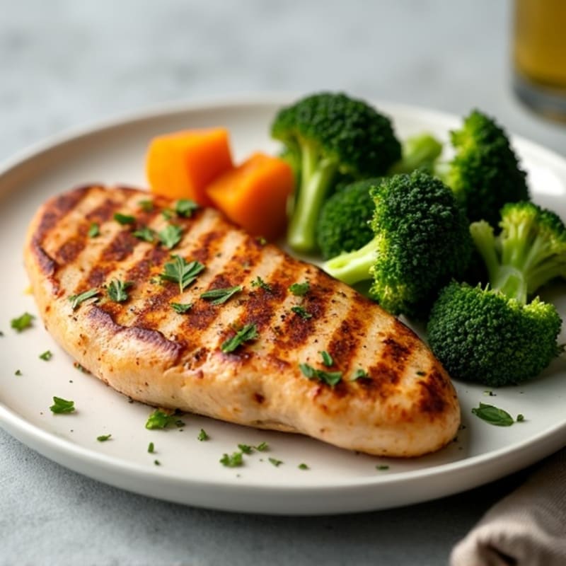 Grilled Turkey Breast with Roasted Sweet Potato and Broccoli