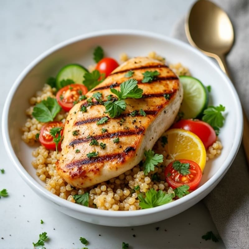 Grilled Lemon Chicken with Quinoa Tabbouleh