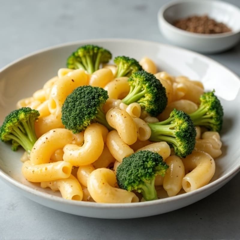Creamy High-Protein Mac and Cheese with Roasted Broccoli